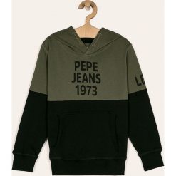 Pepe Jeans - Bluza dziecięca Sete 128-180 cm. Zielone bluzy chłopięce Pepe Jeans, z nadrukiem, z bawełny, bez rękawów, z kapturem. W wyprzedaży za 139,90 zł.