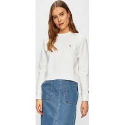 Tommy Jeans - Bluza. Białe bluzy damskie Tommy Jeans, s, z nadrukiem, z elastanu, bez rękawów, bez kaptura. W wyprzedaży za 219,90 zł.