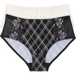 Figi wyszczuplające (2 pary) bonprix czarno-ecru w kratę + szampan. Czarne figi damskie marki bonprix. Za 59,98 zł.