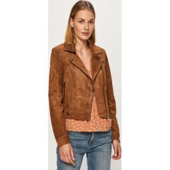 Vero Moda - Ramoneska skórzana. Pomarańczowe kurtki damskie Vero Moda, s, bez wzorów, z poliesteru, krótkie. Za 429,90 zł.
