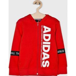 Adidas Performance - Bluza dziecięca 110-176 cm. Czerwone bluzy chłopięce adidas Performance, z nadrukiem, z bawełny, bez rękawów, z kapturem. W wyprzedaży za 169,90 zł.