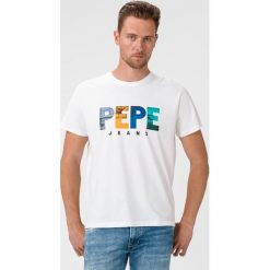 Pepe Jeans Edison Koszulka Biały. Białe podkoszulki męskie Pepe Jeans, xl, z nadrukiem, z bawełny, z krótkim rękawem. Za 152,95 zł.