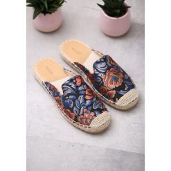 Czarno-Niebieskie Klapki Genius. Niebieskie espadryle damskie Born2be, z haftami. Za 49,99 zł.