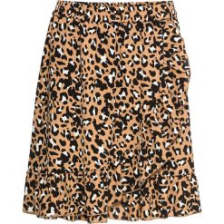 Spódnica w cętki leoparda z falbanami bonprix brązowy leo. Spódniczki damskie bonprix. Za 54,99 zł.