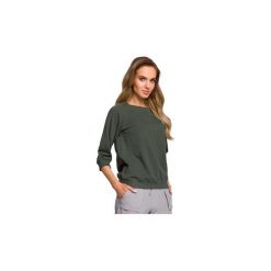 Bluzy Moe M412 Bluza z szerokim dekoltem - militarno. Szare bluzy damskie Moe, s, bez wzorów, bez rękawów, bez kaptura. Za 109,00 zł.