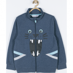Bluza. Niebieskie bluzy chłopięce rozpinane WRAY, z aplikacjami, z bawełny, z długim rękawem, długie. Za 79,90 zł.