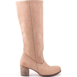 Kozaki - skóra naturalna - model 154 - kolor cappuccino. Szare kozaki damskie Zapato, do pracy, na lato, ze skóry, biznesowe, na wysokim obcasie, na obcasie, bez zapięcia. W wyprzedaży za 366,75 zł.
