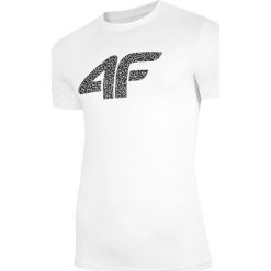 T-shirt męski TSM020 - biały. Białe koszulki męskie 4f, m, bez wzorów, z bawełny, bez kołnierzyka. W wyprzedaży za 49,99 zł.