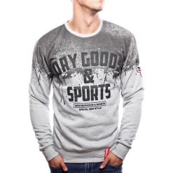 Bluza męska z nadrukiem szara Recea. Szare bluzy męskie Recea, xl, z nadrukiem, z bawełny, z kapturem, bez rękawów, bez kaptura. Za 49,00 zł.