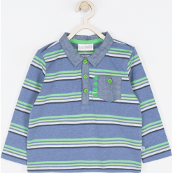 Koszulka. Niebieskie t-shirty chłopięce marki BABY DINO, w paski, z elastanu, z długim rękawem. Za 14,90 zł.