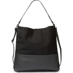 Torba shopper ze sztucznej skóry welurowej bonprix czarny. Czarne torby damskie na zakupy marki bonprix, w paski, ze skóry. Za 99,99 zł.