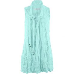 Top tunikowy z kreszowanego materiału bonprix pastelowy miętowy. Zielone topy damskie bonprix, bez wzorów, bez kołnierzyka. Za 27,99 zł.