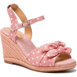 Espadryle PEPE JEANS - Shark Pina PLS90385 Watermelon 354. Różowe espadryle damskie Pepe Jeans, bez wzorów, z jeansu, bez obcasa, na obcasie. W wyprzedaży za 119,00 zł.