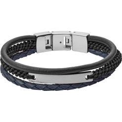 Fossil - Bransoletka skórzana. Czarne bransoletki męskie Fossil, ze stali. Za 299,90 zł.