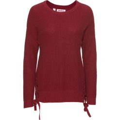 Swetry klasyczne damskie: Sweter ze sznurowaniem bonprix pomarańczowo-czerwony
