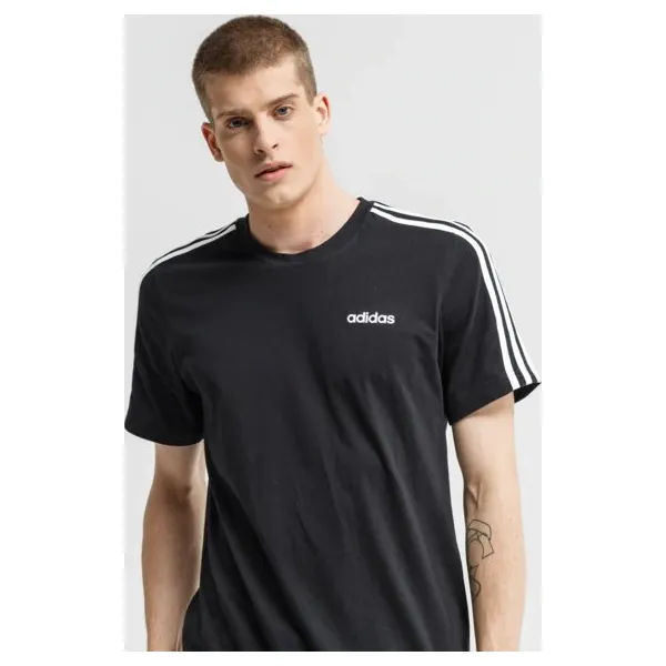 Adidas Koszulka Ss E 3S , czarny, rozmiar L. Czarne koszulki męskie Adidas, s, w paski, z bawełny, z okrągłym kołnierzem, z krótkim rękawem, krótkie. Za 99,99 zł.