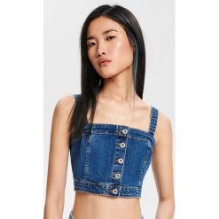 Jeansowy top - Niebieski. Niebieskie topy damskie marki Reserved, bez wzorów, z jeansu, bez kołnierzyka. Za 69,99 zł.