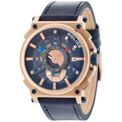 Zegarek "PL15048JSR.03" w kolorze granatowo-różowozłotym. Różowe, analogowe zegarki męskie Michael Kors, Hugo Boss, ze stali. W wyprzedaży za 359,95 zł.