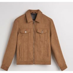 Kurtka z imitacji zamszu - Beżowy. Brązowe kurtki męskie bomber Reserved, l. Za 199,99 zł.