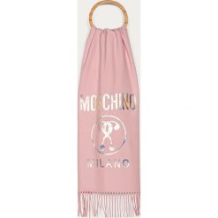 Moschino - Szalik. Szare szaliki damskie MOSCHINO, z nadrukiem, z wełny. Za 449,90 zł.