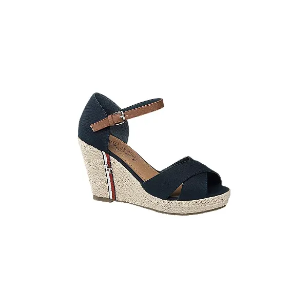 Granatowe espadryle damskie Tom Tailor na koturnie. Niebieskie espadryle damskie bez wzorów, z materiału, bez obcasa, na obcasie. Za 169,91 zł.