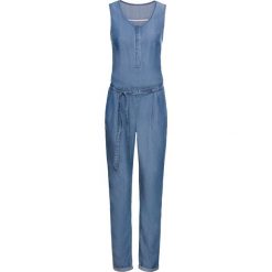 Kombinezon z materiału TENCEL® bonprix niebieski "stone”. Niebieskie kombinezony damskie bonprix, w paski, bez kołnierzyka, bez rękawów. Za 109,99 zł.