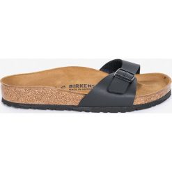 Birkenstock - Klapki Madrid Bs. Czarne klapki damskie Birkenstock, bez wzorów, ze skóry, bez obcasa. Za 229,90 zł.