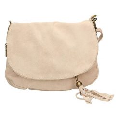 Skórzana torebka w kolorze beżowym - 30 x 20 x 3 cm. Brązowe torebki klasyczne damskie ORE10, w paski, ze skóry. W wyprzedaży za 155,95 zł.