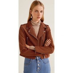Mango - Kurtka skórzana Texas. Brązowe kurtki damskie Mango, l, z materiału. Za 349,90 zł.