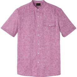 Koszula z lnem, krótki rękaw bonprix jeżynowy melanż. Fioletowe koszule męskie bonprix, xl, bez wzorów, ze stójką, z krótkim rękawem. Za 89,99 zł.