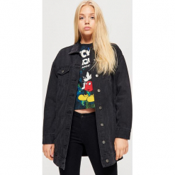 Długa kurtka jeansowa - Szary. Szare kurtki damskie jeansowe Cropp, m. Za 149,99 zł.