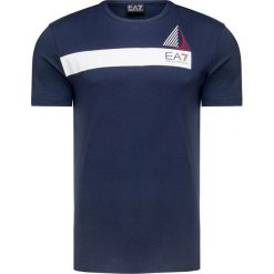 T-shirt EA7 EMPORIO ARMANI. Niebieskie t-shirty męskie EA7 Emporio Armani, z nadrukiem, z bawełny, z okrągłym kołnierzem. W wyprzedaży za 204,00 zł.