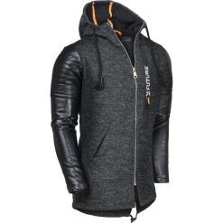 Bluza męska długa skórzane rękawy Recea. Bluzy męskie Recea, m, bez wzorów, z poliesteru, z kapturem, z długim rękawem, długie, z kapturem. Za 92,67 zł.