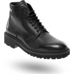 TRAPERY Emporio Armani. Czarne buty trekkingowe męskie ze skóry, na sznurówki. Za 749,40 zł.