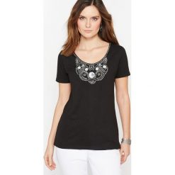 T-shirty damskie: Haftowany T-shirt z czystej czesanej bawełny