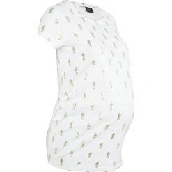 Shirt ciążowy w ananasy, krótki rękaw bonprix biały z nadrukiem. Białe bluzki ciążowe bonprix, z nadrukiem, z bawełny, bez kołnierzyka, z krótkim rękawem. Za 54,99 zł.
