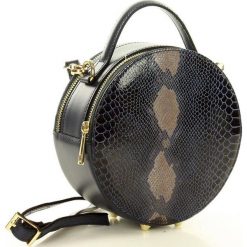 PAOLA Torebka skórzana round bag MARCO MAZZINI granatowy wąż. Niebieskie torebki klasyczne damskie MAZZINI, w paski, ze skóry, bez dodatków. Za 229,00 zł.
