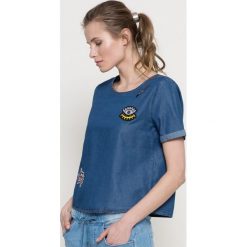 Only - Top. Szare topy damskie ONLY, s, z aplikacjami, z bawełny, z okrągłym kołnierzem. W wyprzedaży za 49,90 zł.