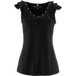 Top z ozdobnymi koralikami bonprix czarny. Czarne bluzki damskie bonprix, bez wzorów, z dekoltem w serek. Za 54,99 zł.
