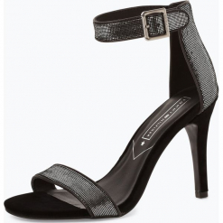 Tommy Hilfiger - Sandały damskie z dodatkiem skóry, szary. Szare sandały damskie TOMMY HILFIGER, w paski, ze skóry, eleganckie, bez obcasa, z paskami. Za 479,95 zł.