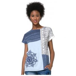 Desigual T-Shirt Damski Xs Niebieski. Niebieskie koszulki damskie Desigual, xs. W wyprzedaży za 126,00 zł.