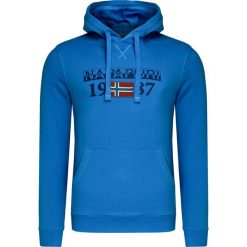Bluza NAPAPIJRI BERTHOW LOGO 1 Niebieski. Niebieskie bluzy męskie marki Napapijri, m, bez wzorów, z dzianiny, z kapturem, bez rękawów, bez kaptura. W wyprzedaży za 264,00 zł.