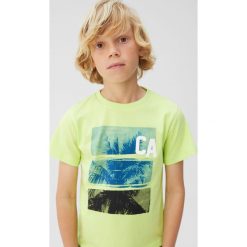 Mango Kids - T-shirt dziecięcy Carlos 110-164 cm. Żółte t-shirty chłopięce Mango Kids, z nadrukiem, z bawełny, bez rękawów. W wyprzedaży za 29,90 zł.
