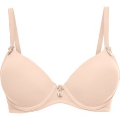 Biustonosz z usztywnianymi miseczkami bonprix biszkoptowy. Różowe biustonosze bonprix, bez wzorów. Za 44,99 zł.