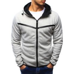 Bluzy męskie: Bluza męska rozpinana szara z kapturem (bx3195)