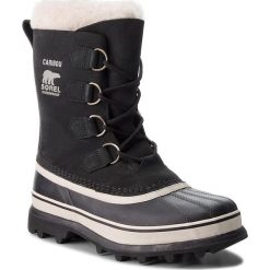 Śniegowce SOREL - Caribou NL1005 Black/Stone 011. Czarne śniegowce damskie marki Sorel, na zimę, ze skóry. W wyprzedaży za 429,00 zł.