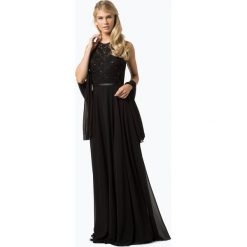 Luxuar Fashion - Damska sukienka wieczorowa z etolą, niebieski. Niebieskie sukienki damskie marki Luxuar Fashion, z haftami, z satyny, wizytowe, bez kołnierzyka, z długim rękawem, długie. Za 499,95 zł.