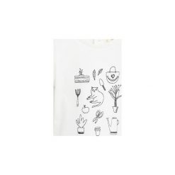 Mango Kids - T-shirt dziecięcy Items 80-104 cm. Białe bluzki dziewczęce Mango Kids, z haftami, z bawełny, z okrągłym kołnierzem, z krótkim rękawem, krótkie, bez kaptura. Za 45,90 zł.
