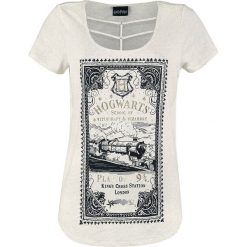 Harry Potter Hogwarts Express Koszulka damska odcienie beżowego. Brązowe bluzki damskie Harry Potter, l, z nadrukiem. Za 99,90 zł.