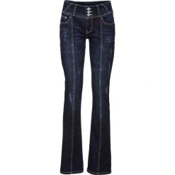 Dżinsy BOOTCUT bonprix ciemny denim. Niebieskie jeansy damskie bonprix, z jeansu. Za 129,99 zł.